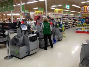 Supermarket self-serve checkouts. By Kgbo (Own work) [CC BY-SA 3.0 (http://creativecommons.org/licenses/by-sa/3.0)], via Wikimedia Commons