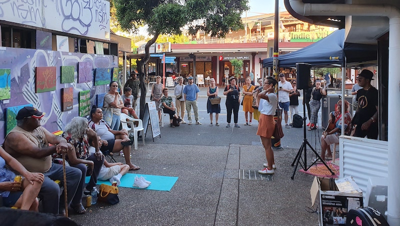 Community meeting on Boundary Street, West End. Photo by Jonathan Sri