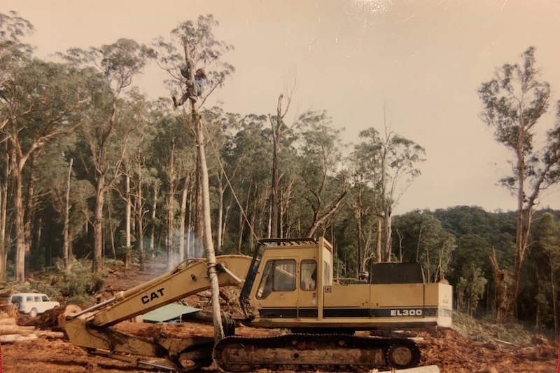 Fighting for East Gippsland Forest - Tripod log loader circa 1997